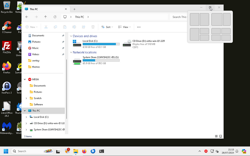 Organizing Windows with Snap Layouts