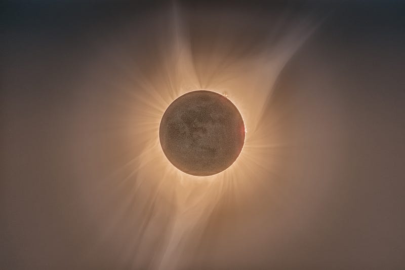 Illustration of the Moon's formation from debris