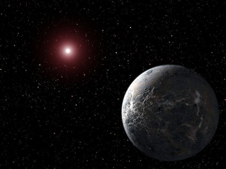 An illustration of exoplanet GJ 3512b and its star