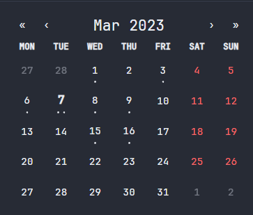 OZ Calendar Plugin interface