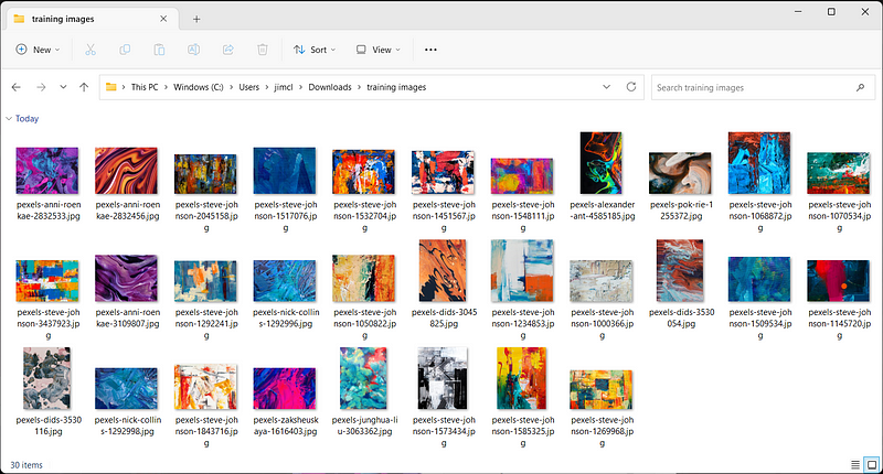 Collection of abstract paintings for AI training