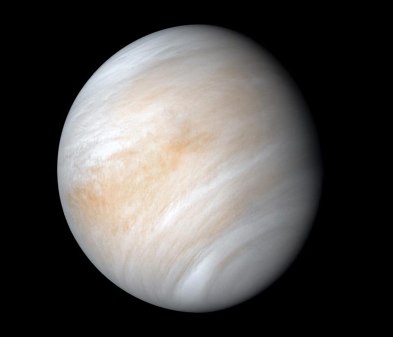 A stunning view of Venus captured by Mariner 10.