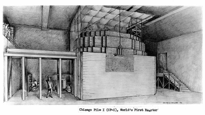 Artistic rendering of Chicago Pile-1 under a stadium