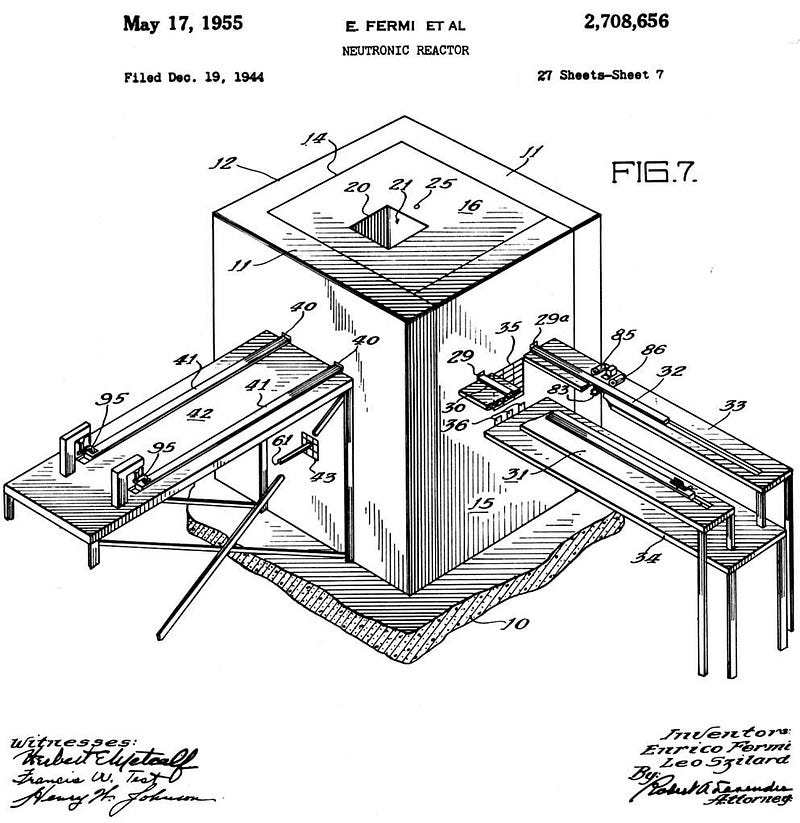 Historic drawings of CP-1 and Enrico Fermi