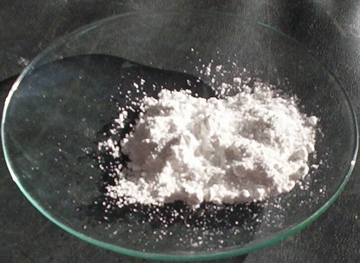 Titanium dioxide in its powdered form.