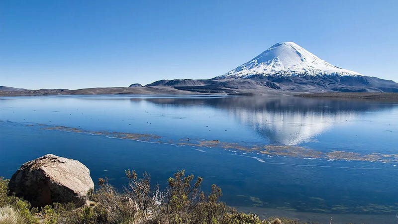 A scenic view of volcanic formations in Chile