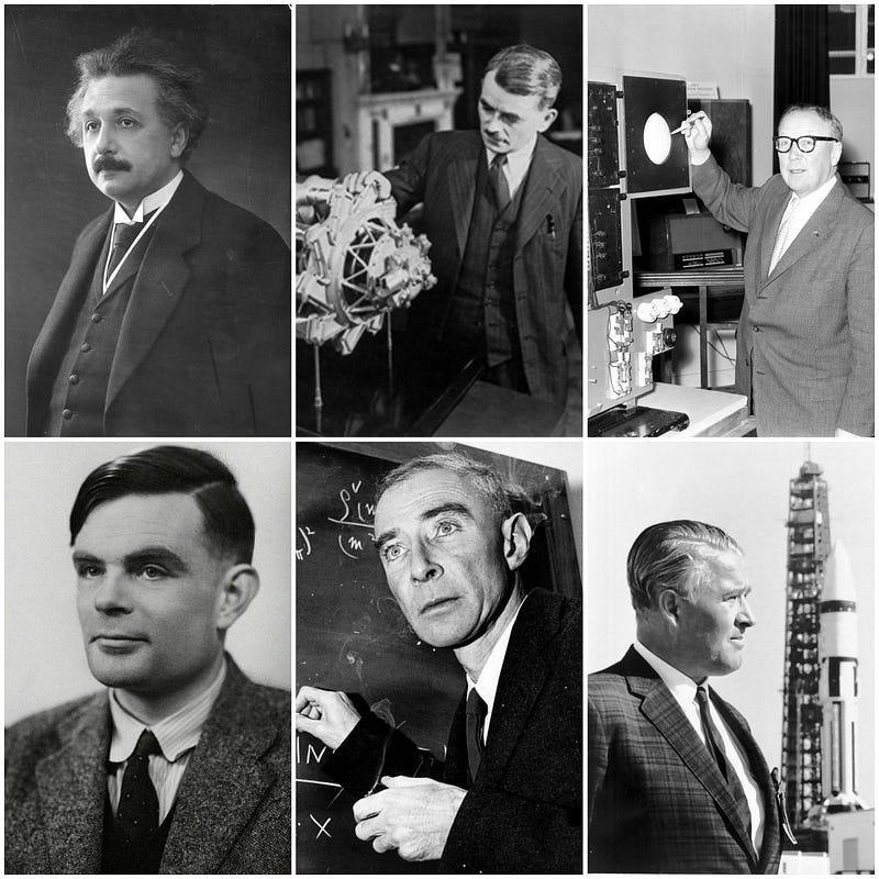 Six prominent physicists associated with wartime efforts