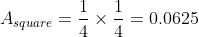 Area calculation of a square.