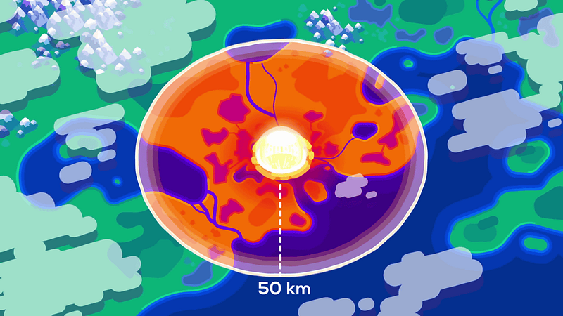 Artistic representation of a lunar explosion