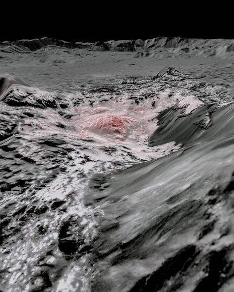 False color image highlighting brine exposure on Ceres.