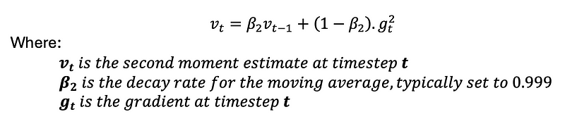 Second-moment estimate formula