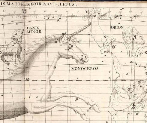 Historic depiction of the constellation Monoceros.